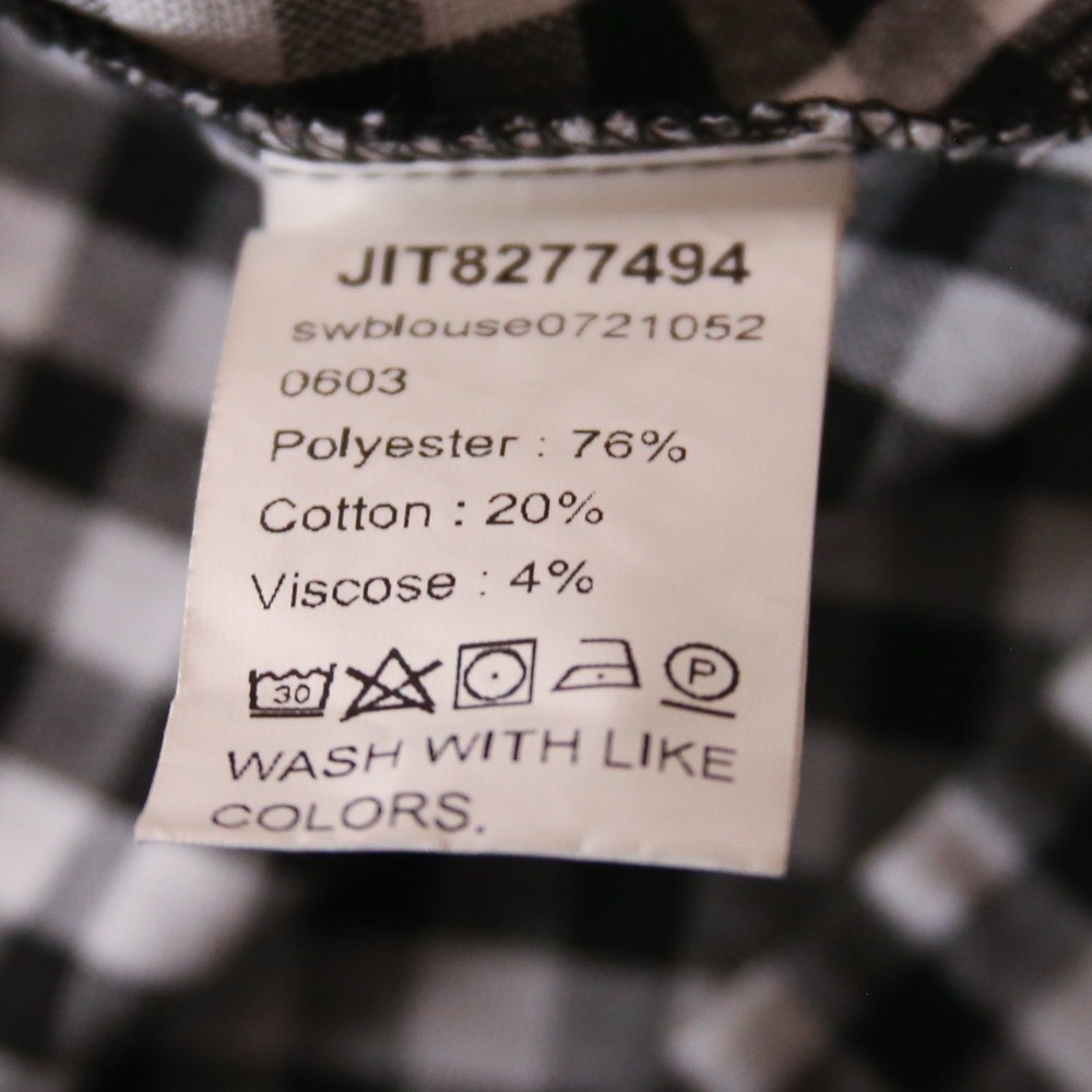 Emery Rose Gingham Blouse Black White Check V-Neck Top Size 2XL - Picture 10 of 11